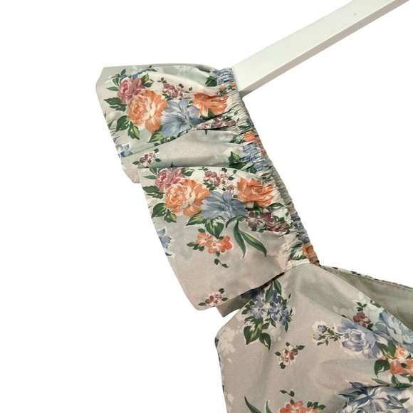 House of CB Kara Floral Ruched Cotton Ruffle Dress Size M - Picture 10 of 16